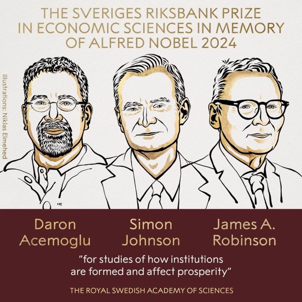 Daron Acemoglu, Simon Johnson y James A. Robinson: Premio Nobel de Economía 2024