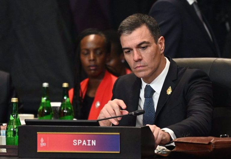 El presidente del Gobierno, Pedro Sánchez, durante la primera jornada del G20.