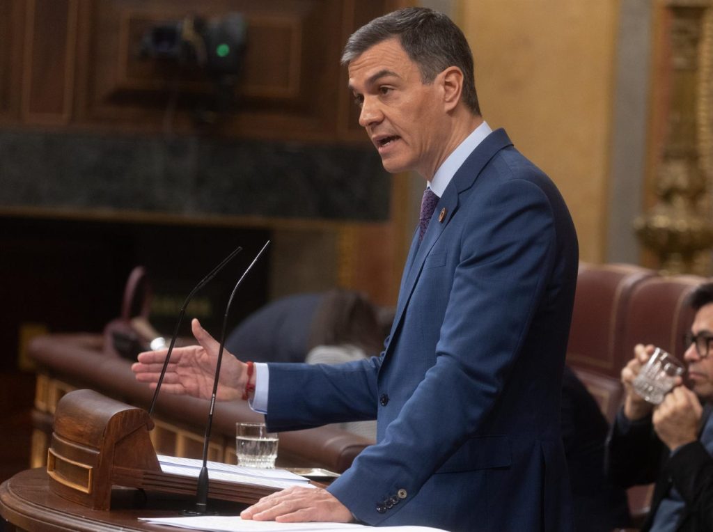 El presidente del Gobierno, Pedro Sánchez, este miércoles en el Congreso de los Diputados. 