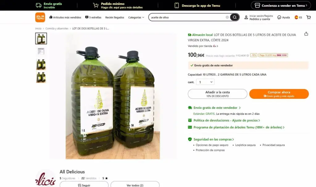 Temu permite a empresas españolas vender productos gourmet, juguetes y muebles en su plataforma