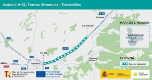 Transportes invertirá 116 millones en mejorar la A-62 entre Simancas y Tordesillas (Valladolid)